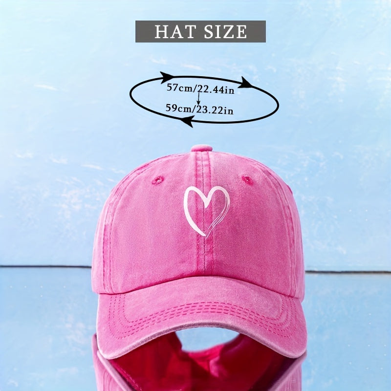 Heart Washed Baseball Cap Candy Casual Women's Sun Hat Christmas Gift