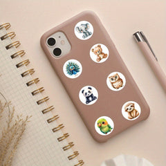 500pcs Watercolor Animal Stickers Roll - Vibrant Cartoon Designs