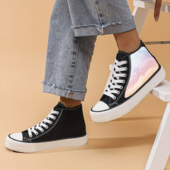 Dream Cloud Print High Top Canvas Sneakers Lace Up Skate Shoes