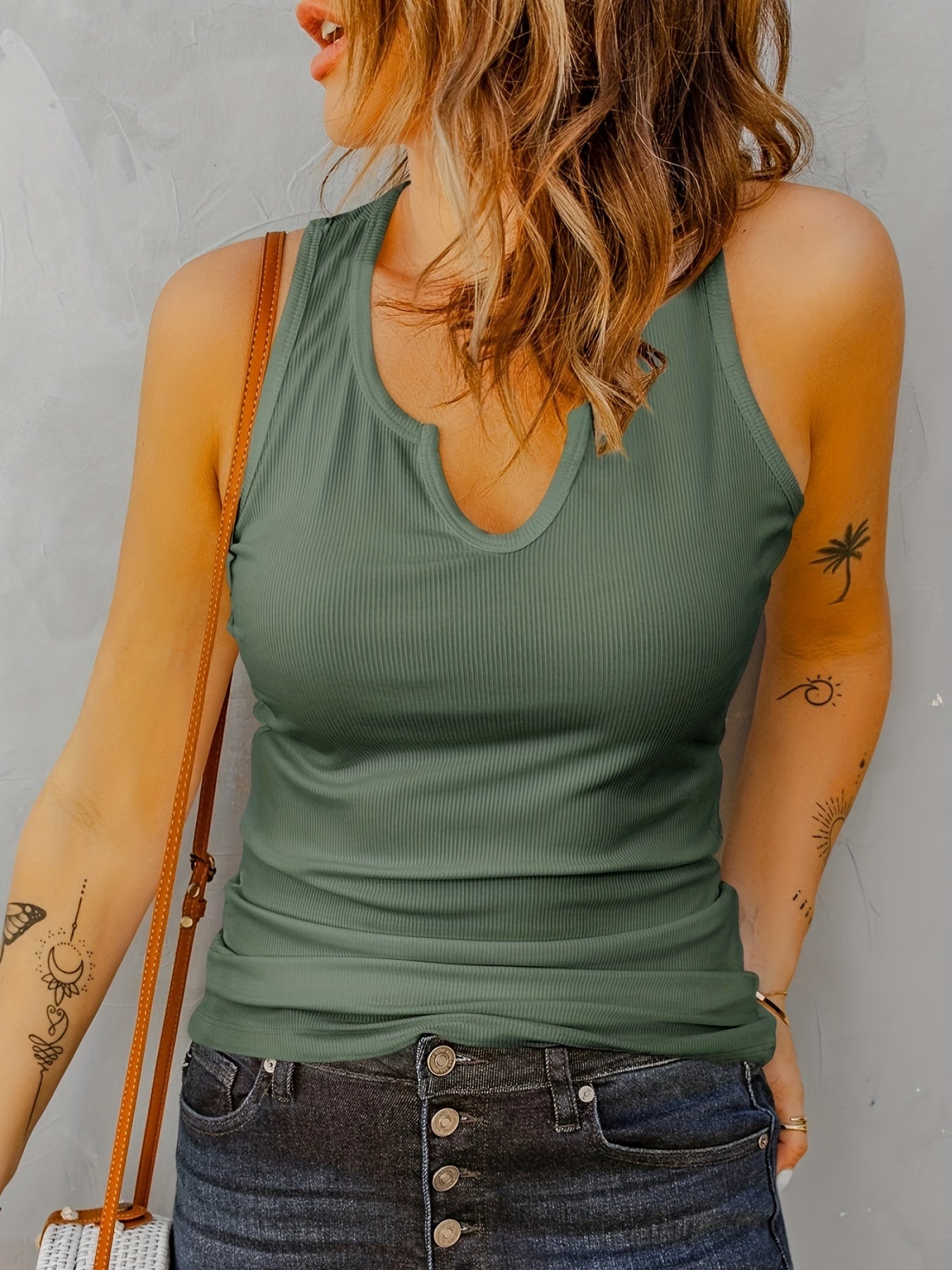Women's Ribbed Sports Tank Top Sleeveless Round Neck Casual Shirts