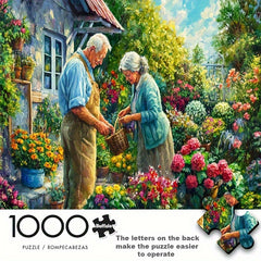 Floral Garden Puzzle 1000pcs for Adults Large Floral Garden with Elderly Couple