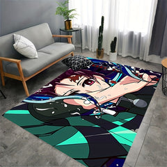 Anime Game Character Velvet Area Rug Non-slip Stain Resistant Machine Washable