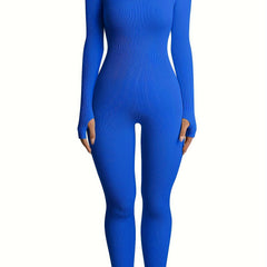 Ribbed Yoga Jumpsuit Seamless Slim Fit Long Sleeve Activewear