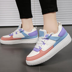 Faux Leather Block Skate Shoes Non Slip Flat Sneakers