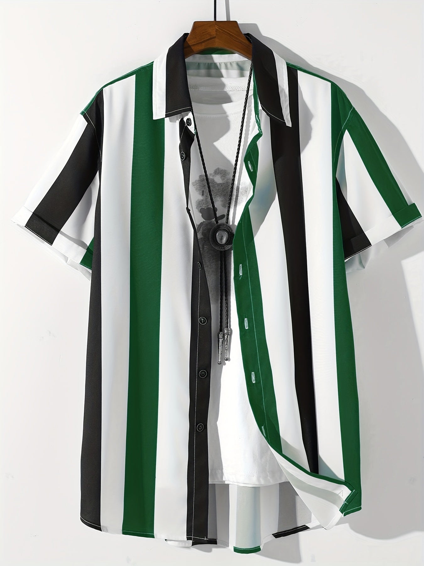 Men's Striped Colorblock Short Sleeve Shirt