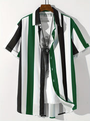 Men's Striped Colorblock Short Sleeve Shirt