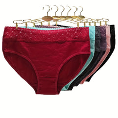 6pcs Lace Briefs Mid Rise Intimates Panties Women's Lingerie