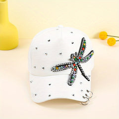 Dragonfly Patch Baseball Cap Y2K Sun Hat Adjustable Golf Dad Hats