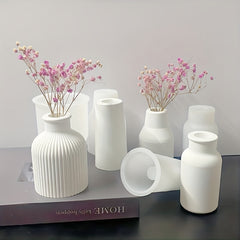 Resin Silicone Mold Pen Holder Storage Stripe Flower Vase Candle Holder Mold