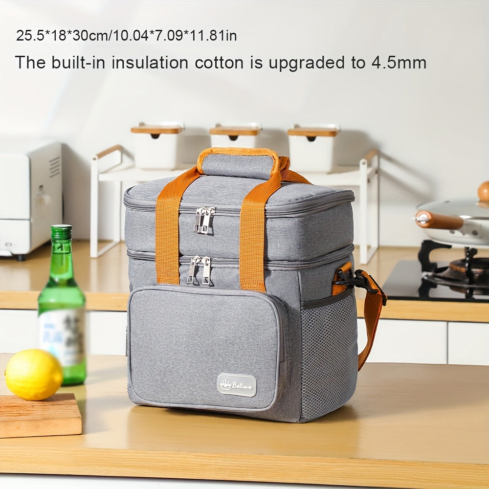 Double Layer Bento Bag with Long Handles