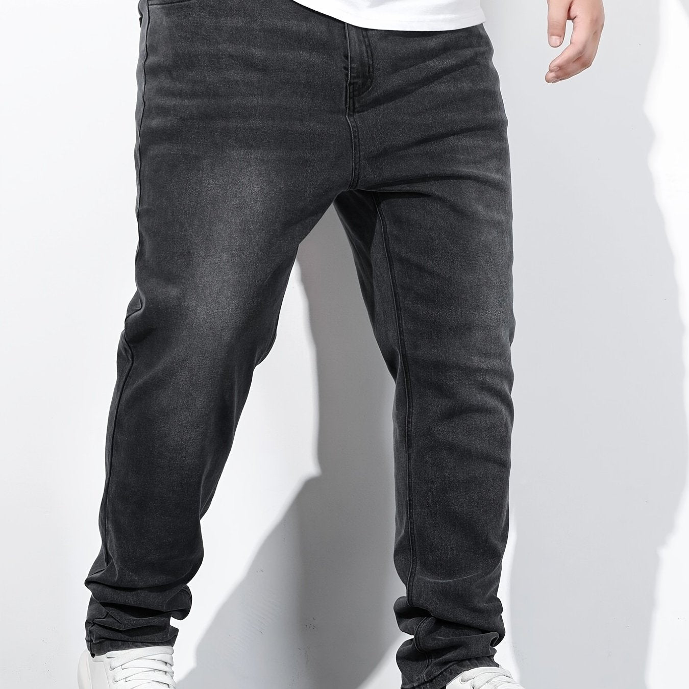 Men's Washed Cotton Slim Fit Mid Stretch Jeans