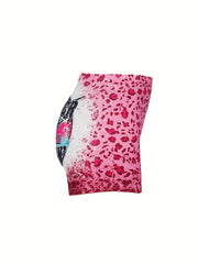 Leopard Print Skinny Shorts Casual Elastic Waist Shorts