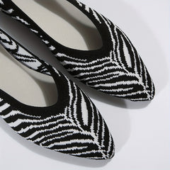 Knitted Pointed Flat Shoes Soft Sole Breathable Ballet Flats