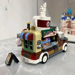 Coffee Cart Model Toy DIY Fun Assembly Building Blocks Adult Kids Toy Gift