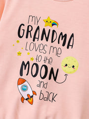 Star Moon & ''My Grandma Loves Me'' Round Neck Sweatshirt For Girls