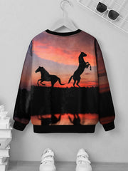 Jumping Horses Print Kid's Sweatshirt Unisex Pullover