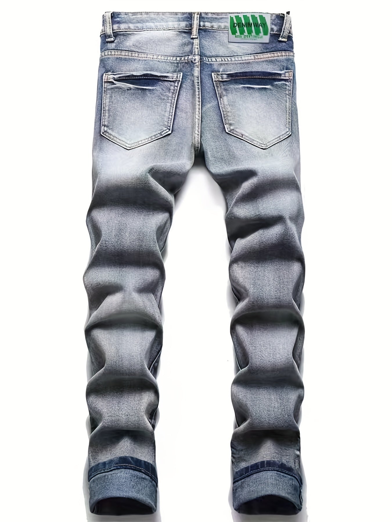 Men's Bear Graphic Stretch Graffiti Print Jeans