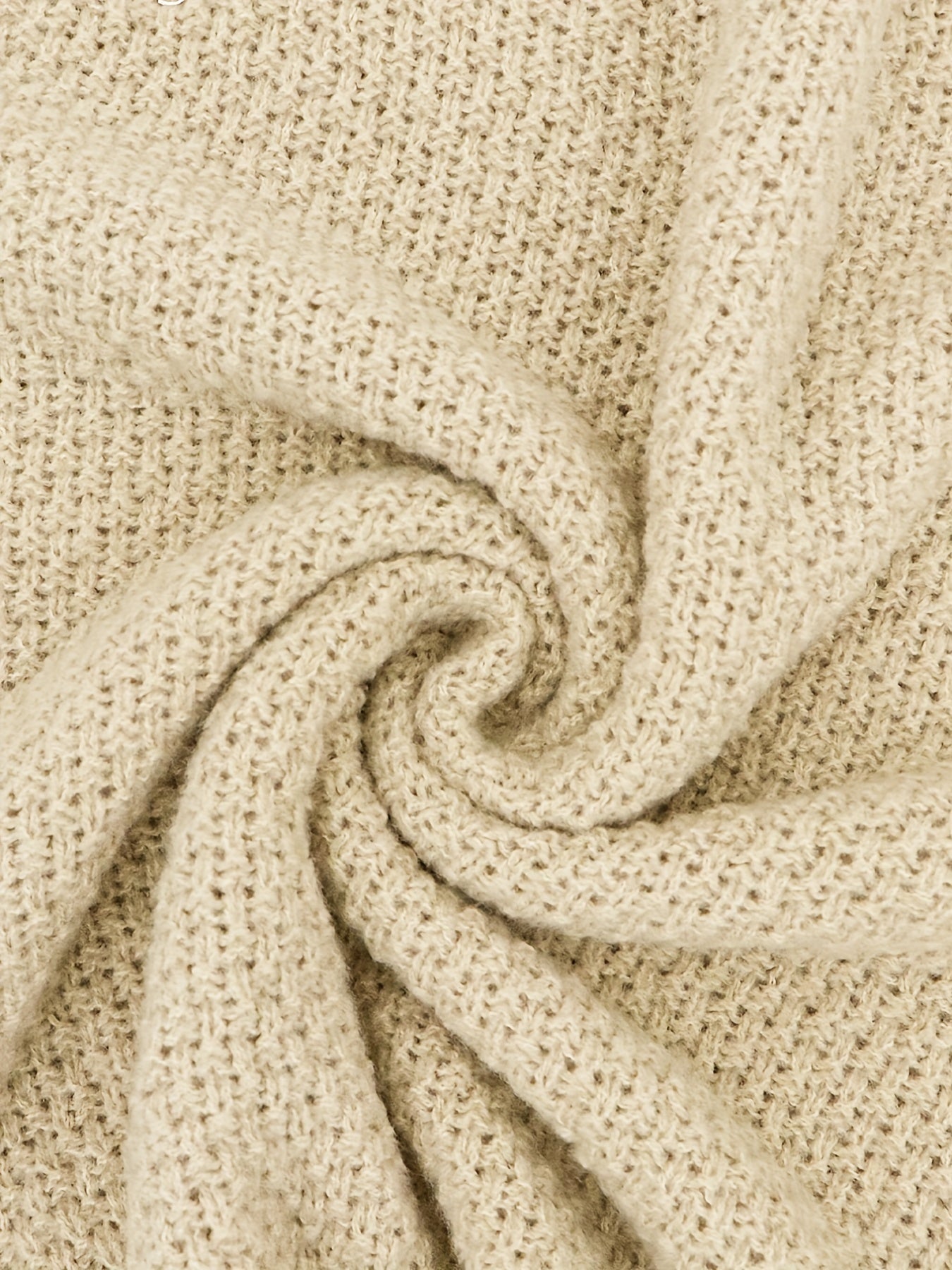 Solid Textured Long Sleeve Round Neck Sweater