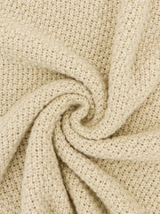 Solid Textured Long Sleeve Round Neck Sweater