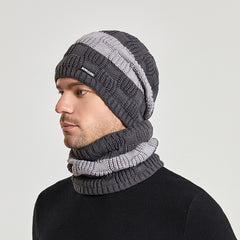 2pcs Knitted Hat Scarf Set Winter Warm Earmuffs Men Women