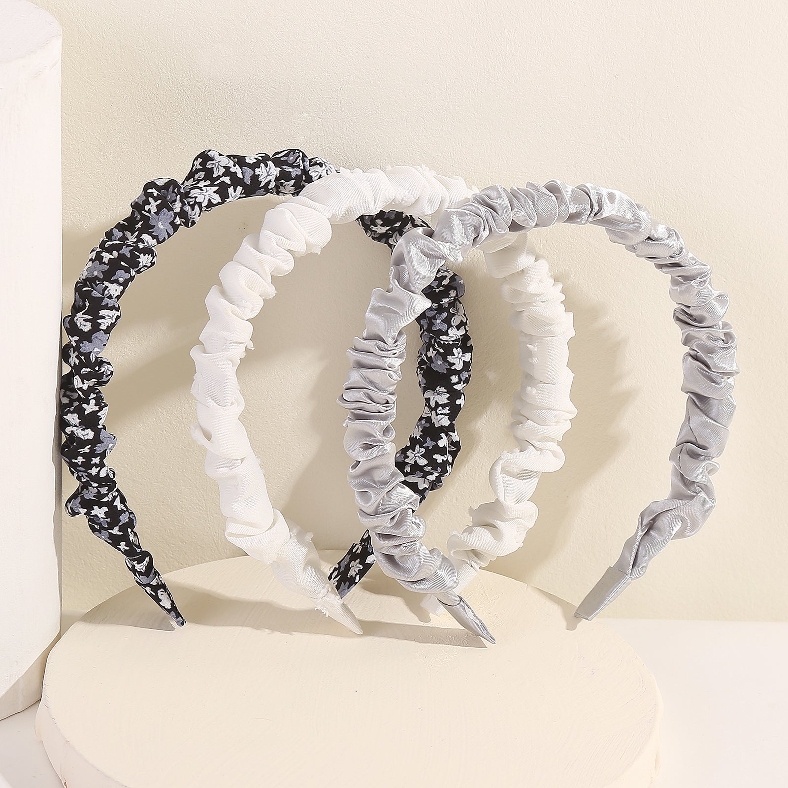 Floral Print Ruched Headband Set
