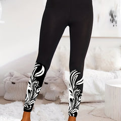 Plus Floral Print High Rise Stretch Fitness Leggings