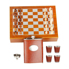 8oz Stainless Steel Hip Flask Wine Cups Funnel Chess Box Set
