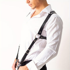 Men's Leather Suspenders Gothic Chest Straps Adjustable Buckle Straps