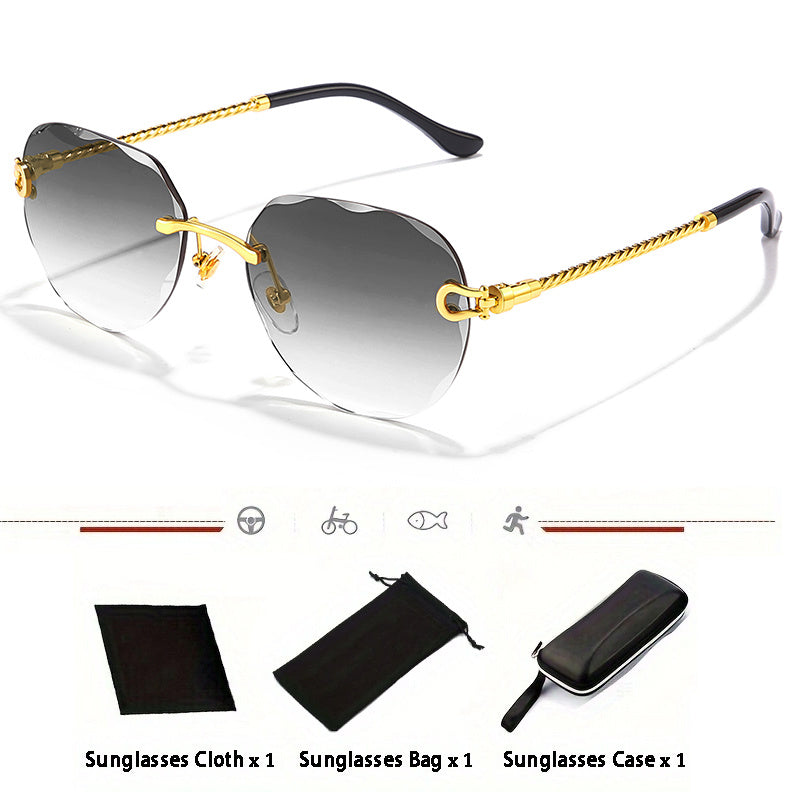 Vintage Frameless Pilot Zinc Alloy Sunglasses
