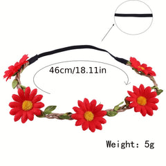 Girls Sunflower Headband Multicolor Floral Wreath for Wedding