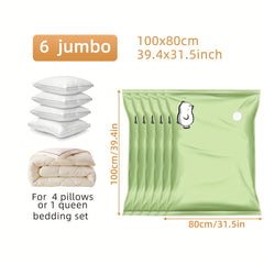 6pcs Vacuum Compression Storage Bags for Clothes Blankets Shirts