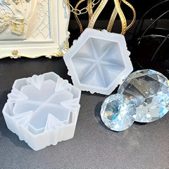 Snowflake Box Resin Mold with Lid Jewelry Jar Silicone Mold DIY Candy