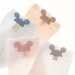 4 Pairs Baby Mouse Head Knit Socks Soft & Breathable