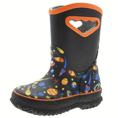 Space Planet Print Rain Boots Non Slip Waterproof Short Boots