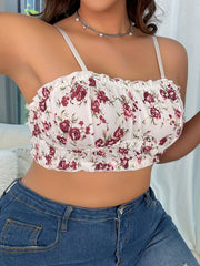 Plus Size Bra Women's Plus Rose Print Wireless Bralette