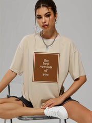 Letter Print Crew Neck Short Sleeve Women's Sports Tee