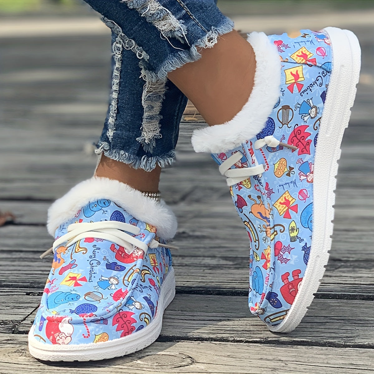 Women's Christmas Snow Boots with Santa Claus Designs