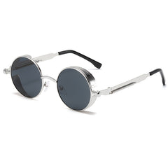 Men's Retro Steampunk Round Metal Glasses