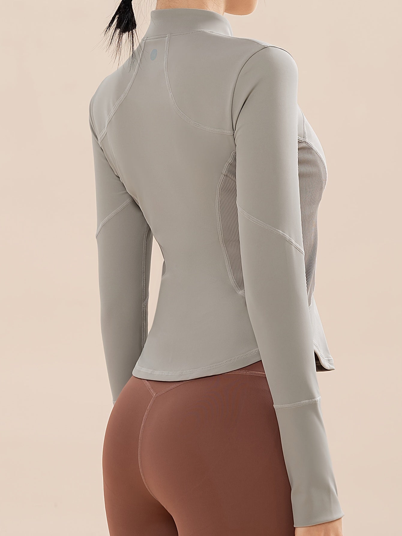 Full Zip Long Sleeve Sports Jacket Moisture Wicking Breathable Running Top
