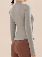 Full Zip Long Sleeve Sports Jacket Moisture Wicking Breathable Running Top