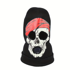 Halloween Horror Skull Knitted Head Cover Ghost Mask Cosplay Fun Warm Woolen Hat