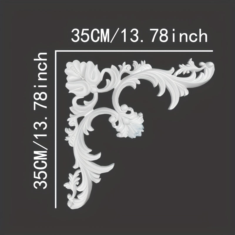 PU Curved Angle Flower Ceiling Decal Gypsum Border Furniture Ornament