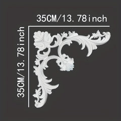 PU Curved Angle Flower Ceiling Decal Gypsum Border Furniture Ornament