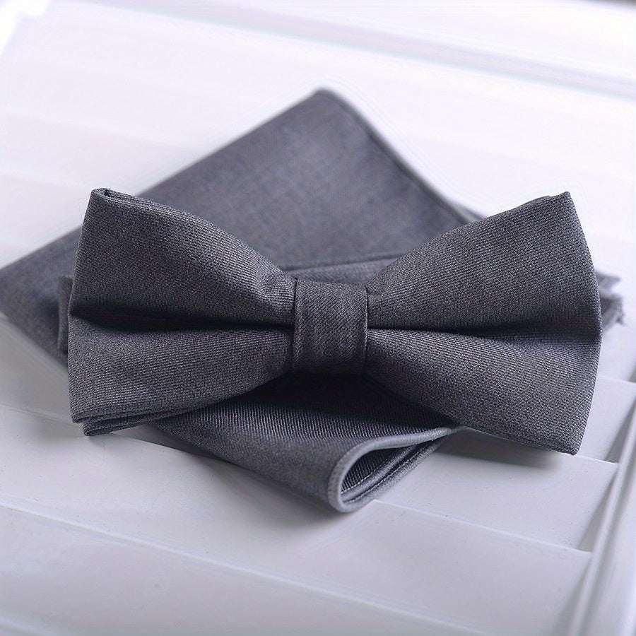 Men's Bow Tie and Square Scarf Combo for Formal Dress