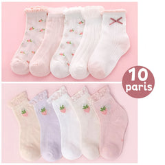 Girls Kids Flowers Pattern Socks Breathable Comfy Socks Spring Summer Children's