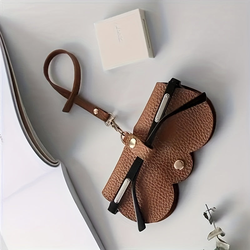 Lychee Embossed Glasses Cover Hanging PU Leather Sunglasses Reading Glasses Bag