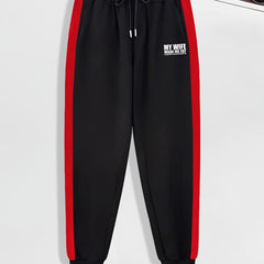 Funny Saying Pattern Print Men's Pants Drawstring Comfy Active Stretch Trousers