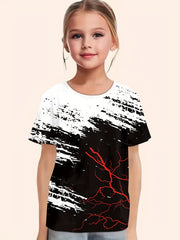 Girls Creative Pattern Short Sleeve T shirt Summer Sports