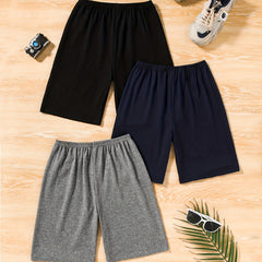 3pcs Boys Comfortable Casual Shorts Elastic Waist for Summer Outdoor