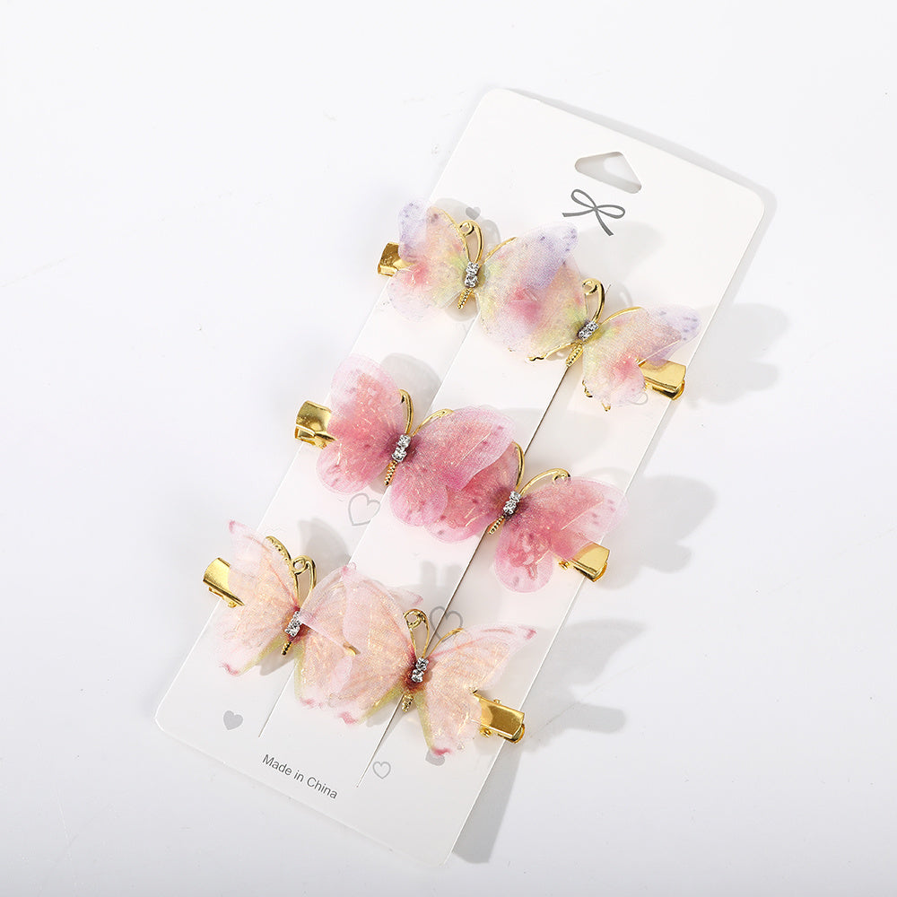 6 Pcs Pink & Golden Butterfly Hair Clips